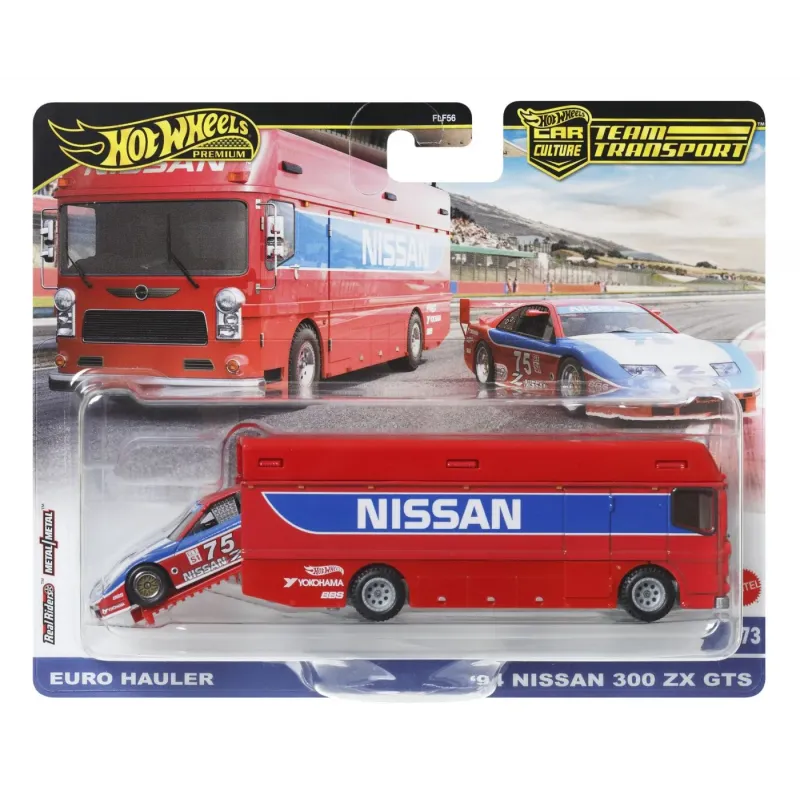 HOT WHEELS TRANSPORTATOR EURO HAULER CU MAȘINUȚĂ NISSAN 300 ZX GTS SCARA 1:64