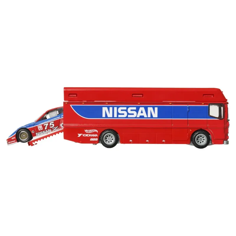 HOT WHEELS TRANSPORTATOR EURO HAULER CU MAȘINUȚĂ NISSAN 300 ZX GTS SCARA 1:64