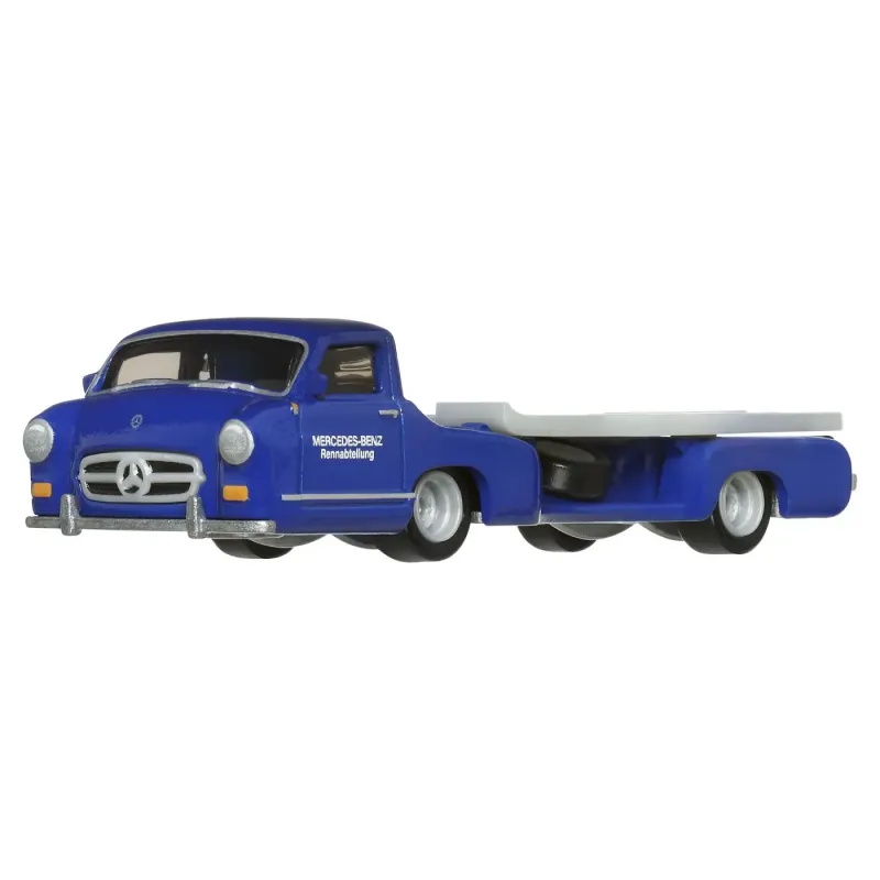 HOT WHEELS TRANSPORTATOR  MERCEDES-BENZ 55 BLAUES WUNDER CU MAȘINUȚĂ MERCEDES-BENZ 300 SL SCARA 1:64