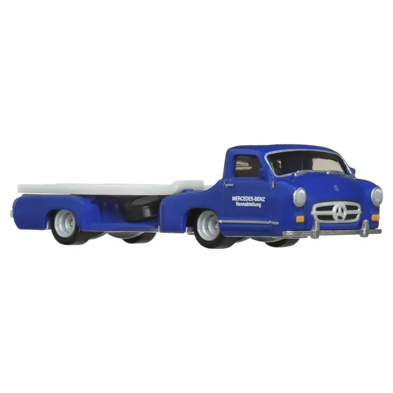 HOT WHEELS TRANSPORTATOR  MERCEDES-BENZ 55 BLAUES WUNDER CU MAȘINUȚĂ MERCEDES-BENZ 300 SL SCARA 1:64