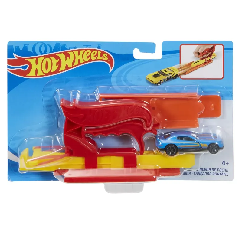 HOT WHEELS SET LANSATOR PORTABIL ROSU ȘI MAȘINUȚĂ
