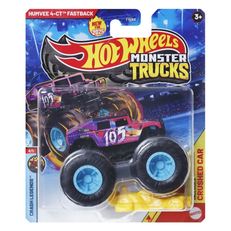HOT WHEELS MONSTER TRUCK MAȘINUȚĂ HUMVEE 4-CT FASTBACK SCARA 1:64
