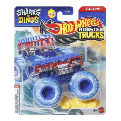 HOT WHEELS MONSTER TRUCK SHARKS VS DINOS MAȘINUȚĂ 5 ALARM SCARA 1 LA 64
