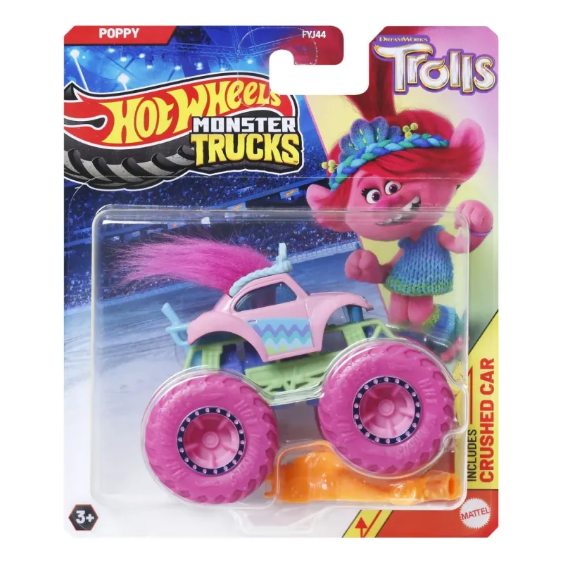 HOT WHEELS MONSTER TRUCK MAȘINUȚĂ TROLLS POPPY SCARA 1:65