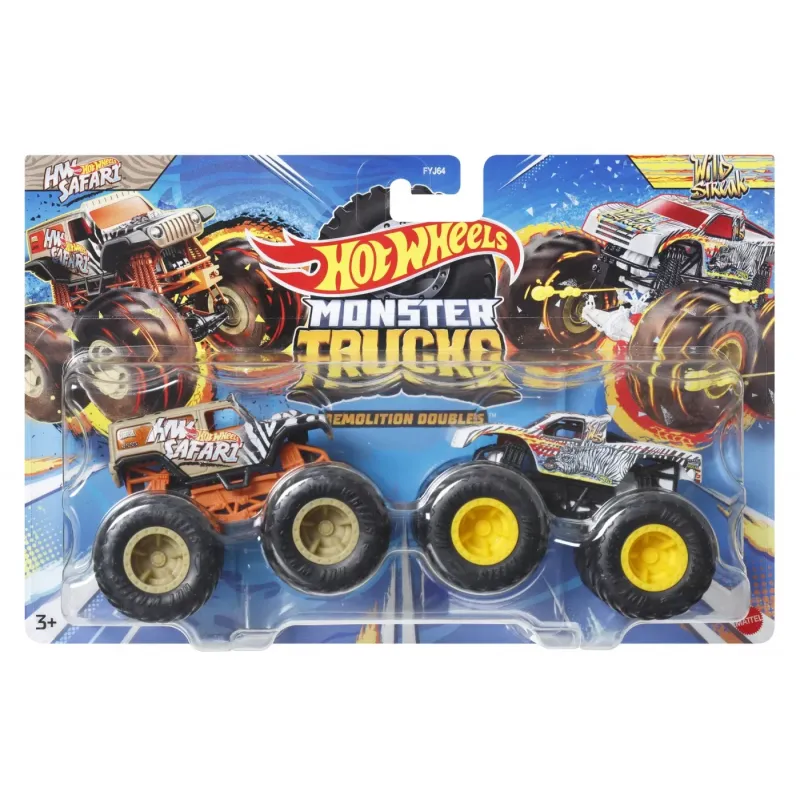 HOT WHEELS MONSTER TRUCK SET 2 MASINI SCARA 1 LA 64 HW SAFARI ȘI WILD STREAK