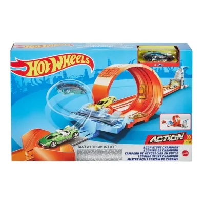 HOT WHEELS CIRCUIT RAPID CU LANSATOR PENTRU CASCADORII ȘI MAȘINUȚĂ EXCLUSIVA