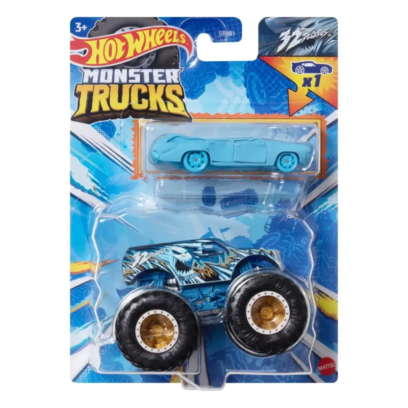 HOT WHEELS MONSTER TRUCK ȘI MAȘINUȚĂ METALICĂ 32 DEGREES