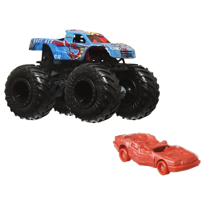 HOT WHEELS MONSTER TRUCK ȘI MAȘINUȚĂ METALICĂ RACE ACE