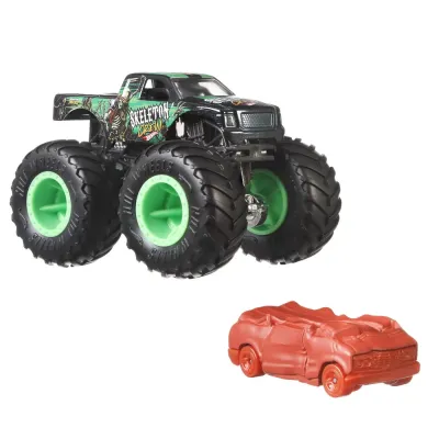 HOT WHEELS MONSTER TRUCK ȘI MAȘINUȚĂ METALICĂ SKELETON CREW