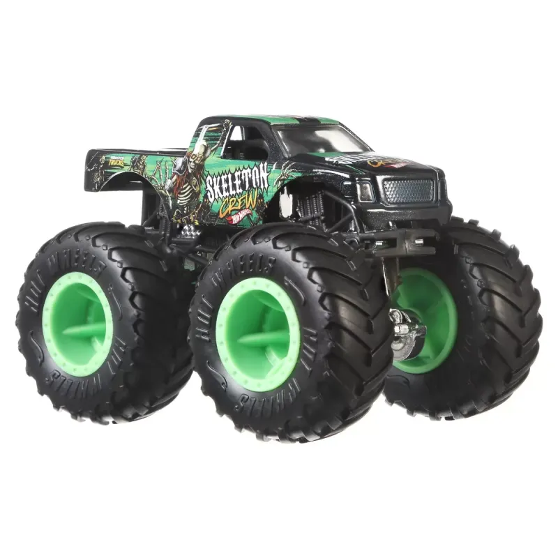 HOT WHEELS MONSTER TRUCK ȘI MAȘINUȚĂ METALICĂ SKELETON CREW