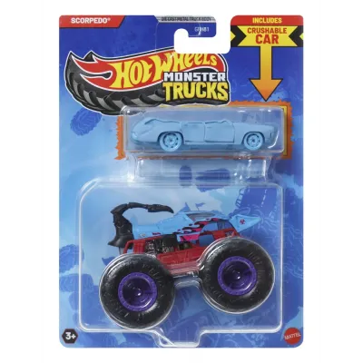 HOT WHEELS MONSTER TRUCK ȘI MAȘINUȚĂ METALICĂ SCORPEDO