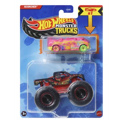 HOT WHEELS MONSTER TRUCK ȘI MAȘINUȚĂ METALICĂ SCORCHER