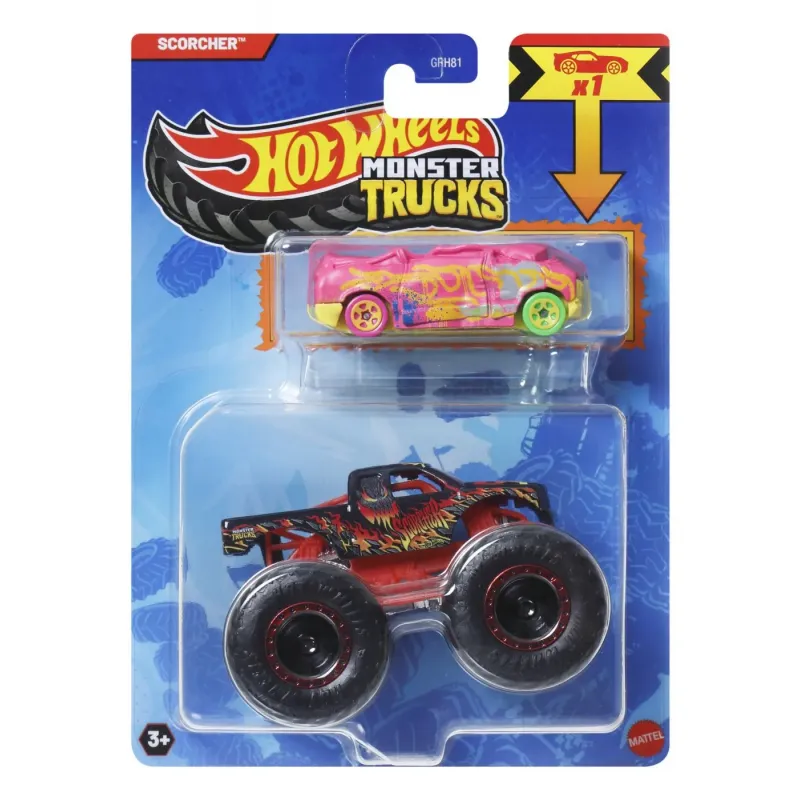 HOT WHEELS MONSTER TRUCK ȘI MAȘINUȚĂ METALICĂ SCORCHER
