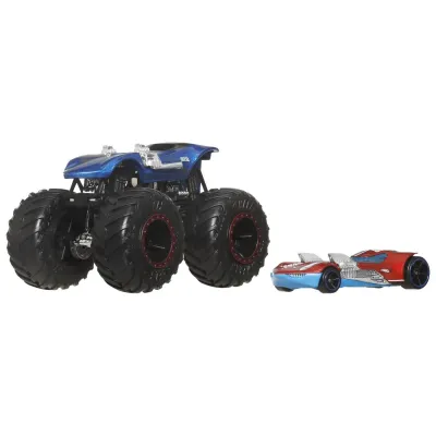 HOT WHEELS MONSTER TRUCK ȘI MAȘINUȚĂ METALICĂ TWIN MILL