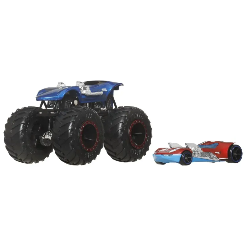HOT WHEELS MONSTER TRUCK ȘI MAȘINUȚĂ METALICĂ TWIN MILL