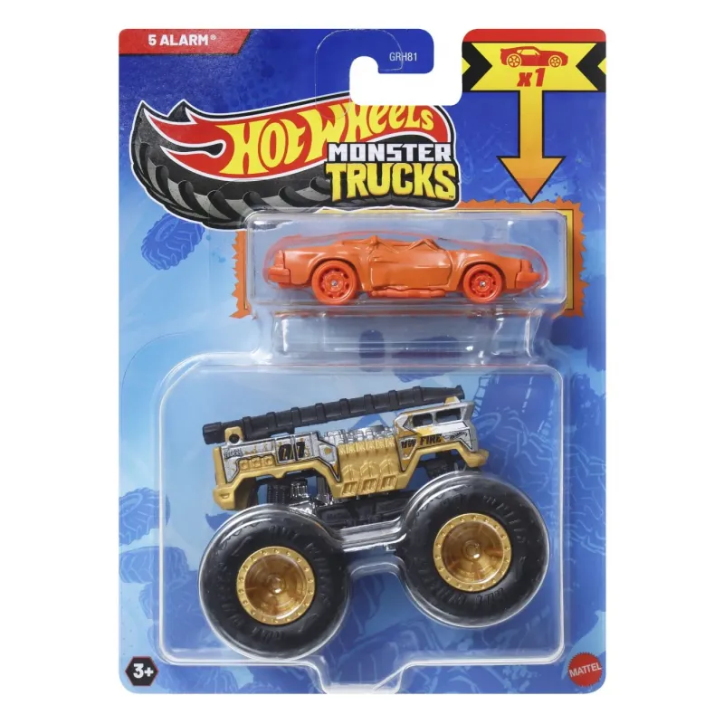 HOT WHEELS MONSTER TRUCK ȘI MAȘINUȚĂ METALICĂ 5 ALARM