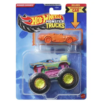 HOT WHEELS MONSTER TRUCK ȘI MAȘINUȚĂ METALICĂ RODGER DODGER