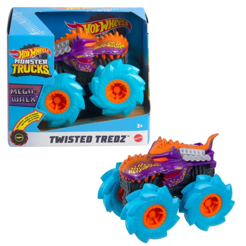 HOT WHEELS MONSTER TRUCK MAȘINUȚĂ TWISTER TREDZ MEGA WREX ALBASTRU SCARA 1:43