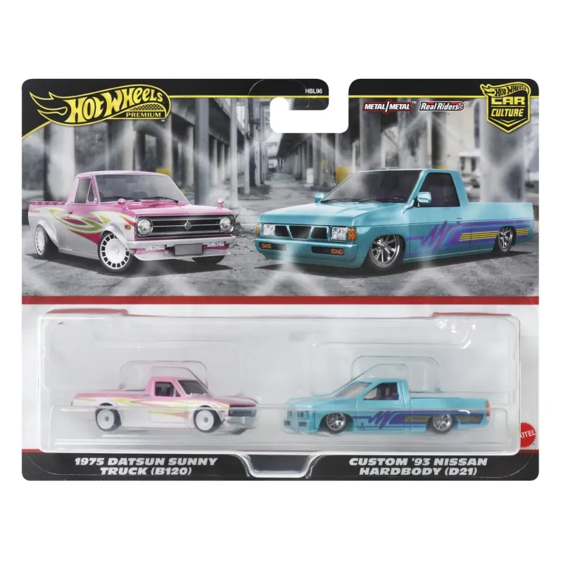 HOT WHEELS PREMIUM SET 2 MASINUTE METALICE DATSUN SUNNY TRUCK ȘI NISSAN HARDBODY SCARA 1:64