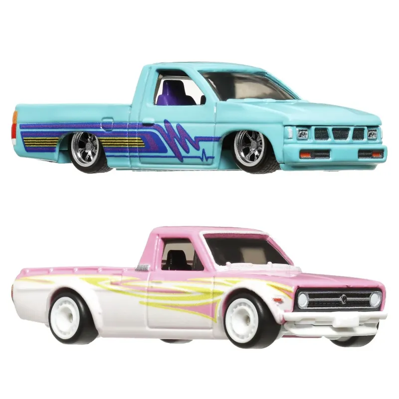 HOT WHEELS PREMIUM SET 2 MASINUTE METALICE DATSUN SUNNY TRUCK ȘI NISSAN HARDBODY SCARA 1:64