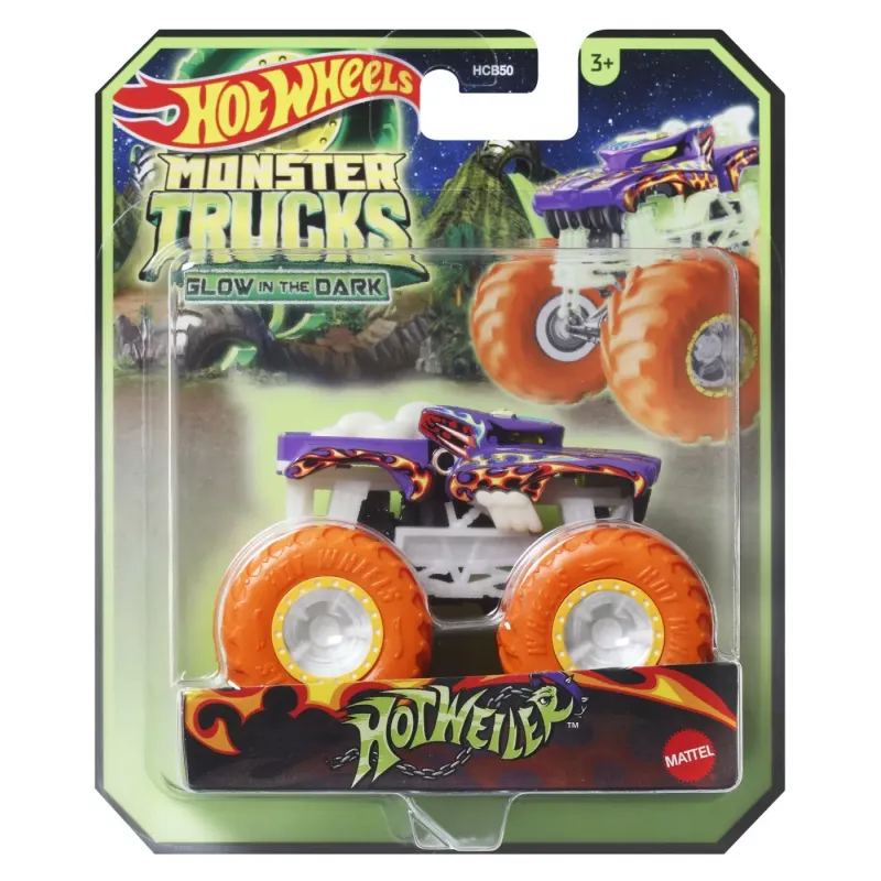 HOT WHEELS MONSTER TRUCK GLOW IN THE DARK MAȘINUȚĂ HOTWEILER SCARA 1:64