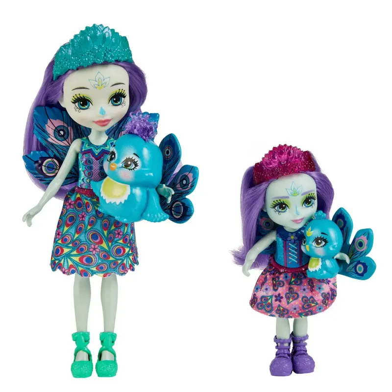 ENCHANTIMALS SET PAPUSI SURORI ȘI ANIMALUTELE LOR PATTER PEACOCK ȘI FLAP ȘI PIERA PEACOCK ȘI FEATHER