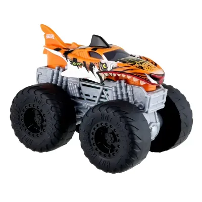 HOT WHEELS MONSTER TRUCK ROARIN WRECKERS TIGER SHARK CU FUNCTII ȘI SUNETE SCARA  1:43