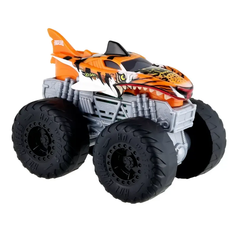 HOT WHEELS MONSTER TRUCK ROARIN WRECKERS TIGER SHARK CU FUNCTII ȘI SUNETE SCARA  1:43