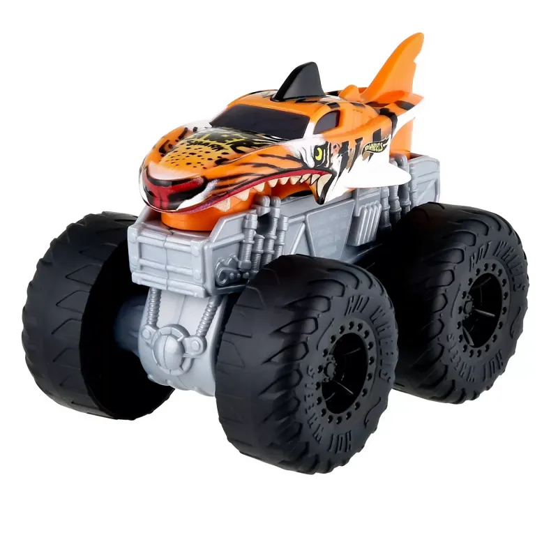HOT WHEELS MONSTER TRUCK ROARIN WRECKERS TIGER SHARK CU FUNCTII ȘI SUNETE SCARA  1:43