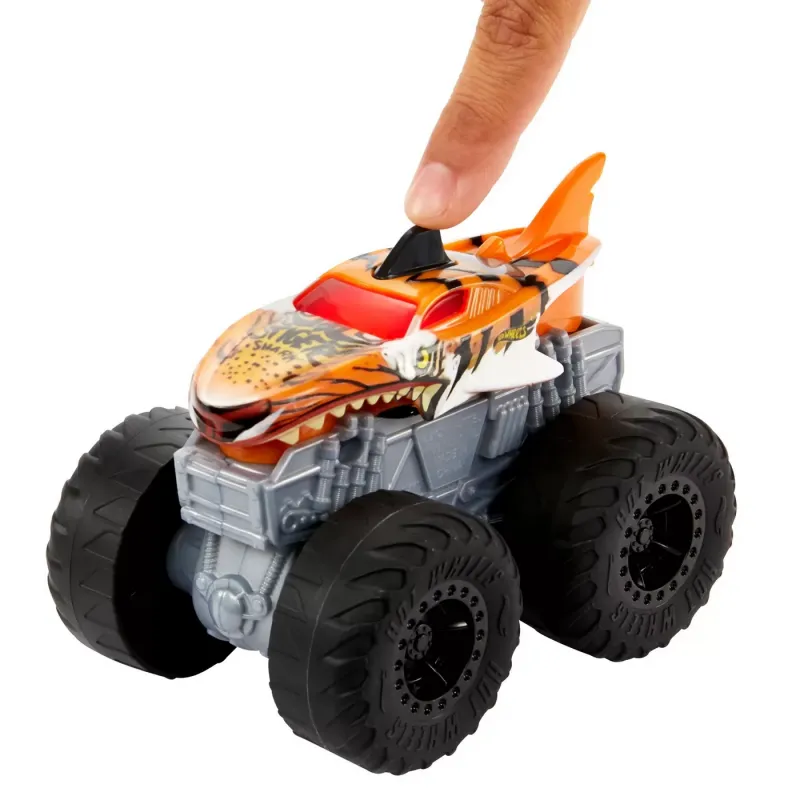 HOT WHEELS MONSTER TRUCK ROARIN WRECKERS TIGER SHARK CU FUNCTII ȘI SUNETE SCARA  1:43