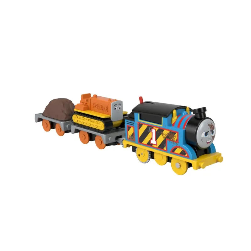 THOMAS LOCOMOTIVA MOTORIZATA ECHIPA PE SANTIER THOMAS AND TERENCE CU 2 VAGOANE