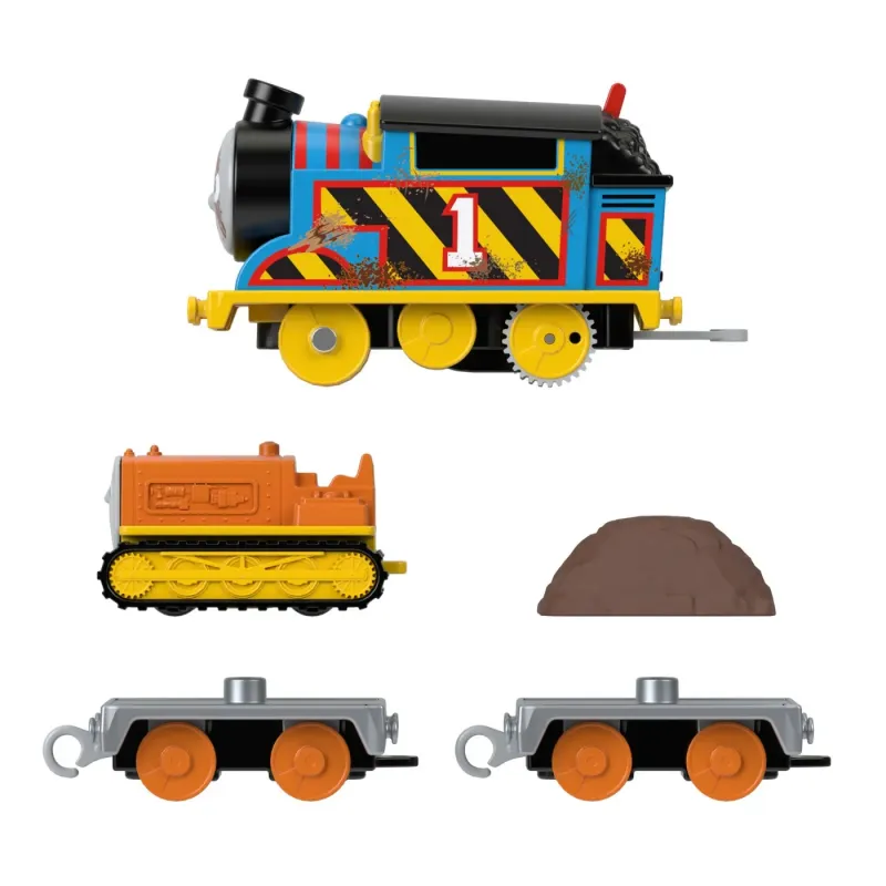 THOMAS LOCOMOTIVA MOTORIZATA ECHIPA PE SANTIER THOMAS AND TERENCE CU 2 VAGOANE
