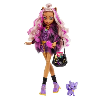 MONSTER HIGH PAPUSA CLAWDEEN WOLF CU ANIMALUT ȘI ACCESORII