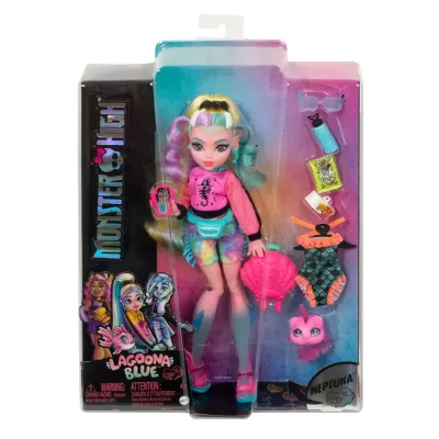 MONSTER HIGH PAPUSA LAGOONA BLUE CU ANIMALUT ȘI ACCESORII