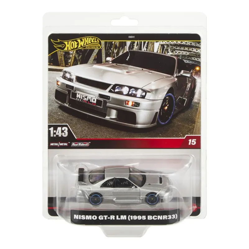 HOT WHEELS PREMIUM REAL RIDERS MAȘINUȚĂ METALICĂ NISMO GT-R LM 1995 BCNR33 SCARA 1:43