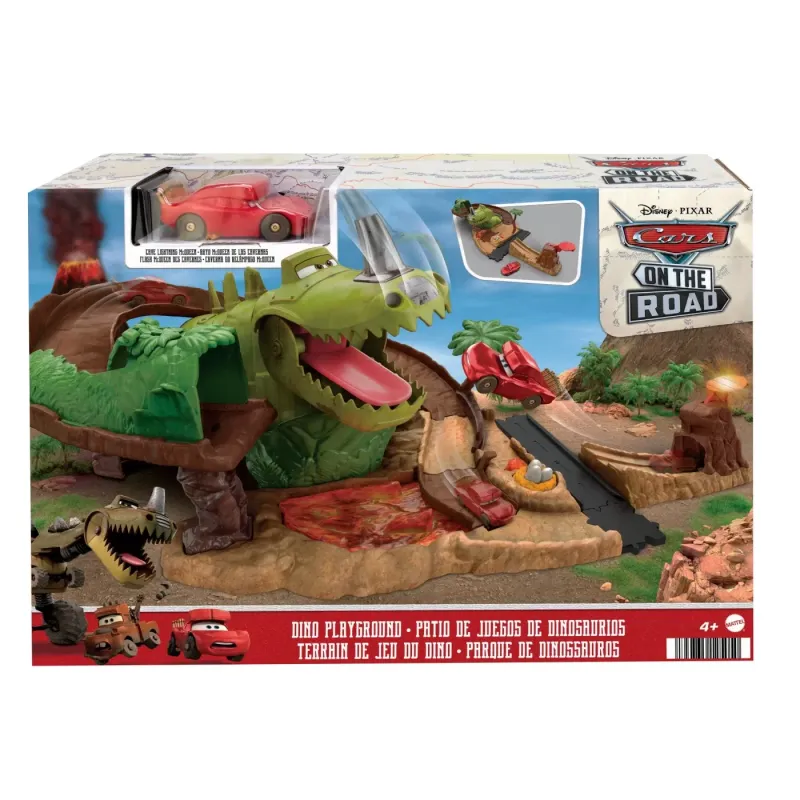 CARS SET DE JOACĂ DINO ȘI MAȘINUȚĂ CAVE FULGER MCQUEEN