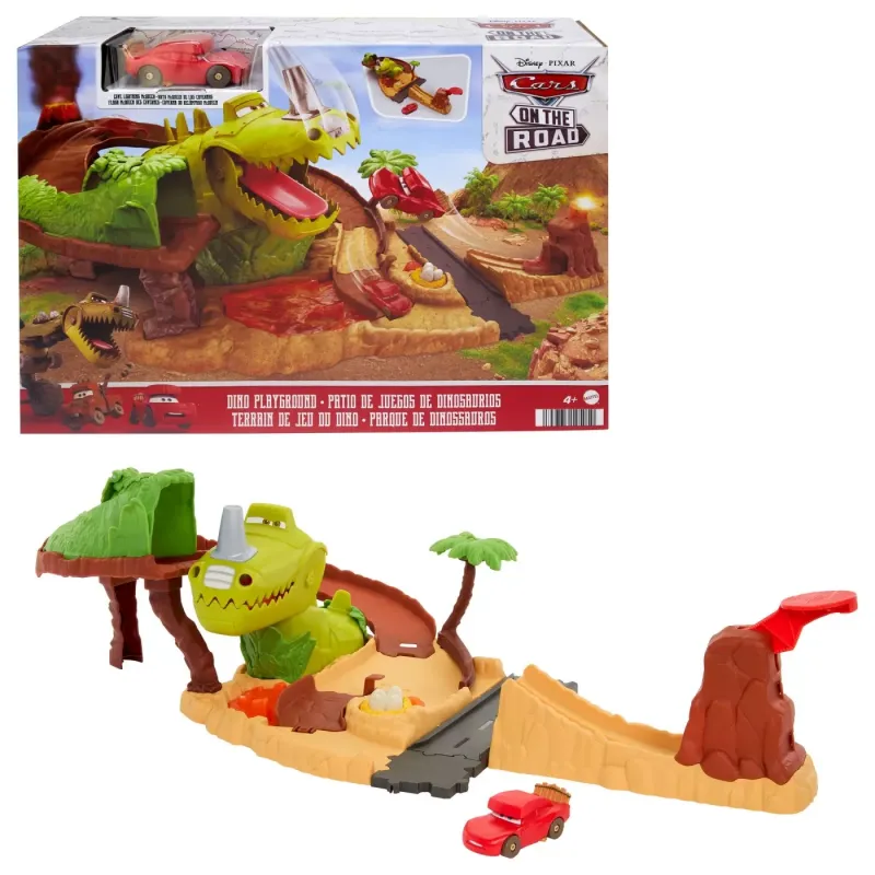 CARS SET DE JOACĂ DINO ȘI MAȘINUȚĂ CAVE FULGER MCQUEEN