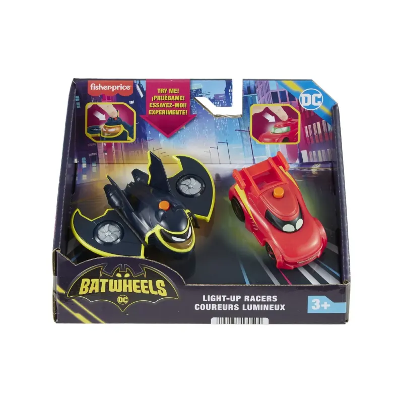 FISHER PRICE BATWHEELS SET 2 MASINUTE CU LUMINI REDBIRD ȘI BATWING SCARA 1:55