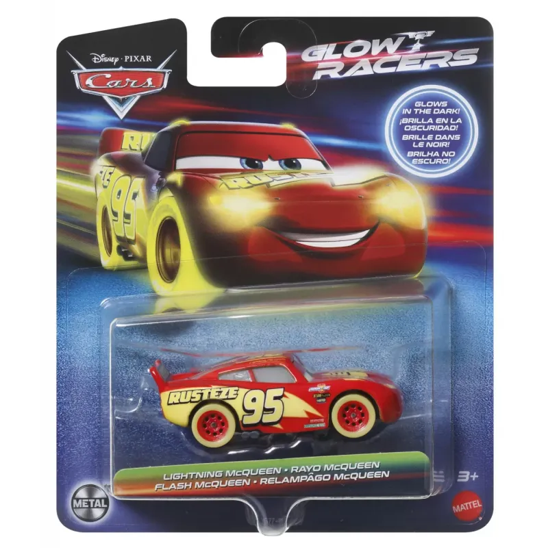 CARS GLOW RACERS MAȘINUȚĂ METALICĂ FULGER MCQUEEN 1:55