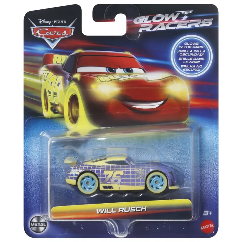 CARS GLOW RACERS MAȘINUȚĂ METALICĂ WILL RUSCH 1:55