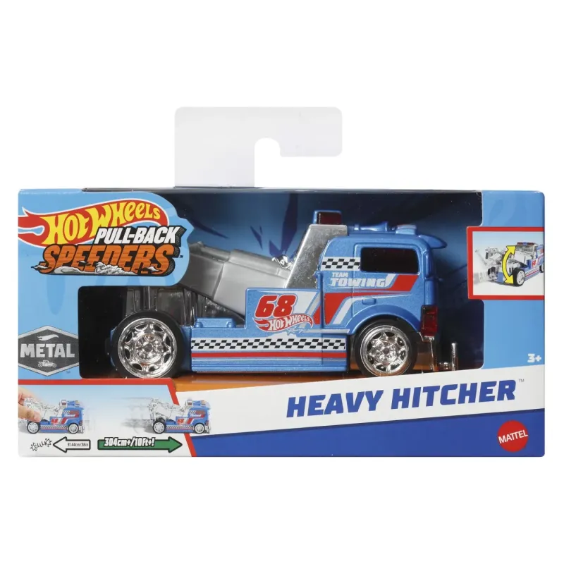 HOT WHEELS MAȘINUȚĂ METALICĂ CU SISTEM PULL BACK HEAVY HITCHER SCARA 1:43