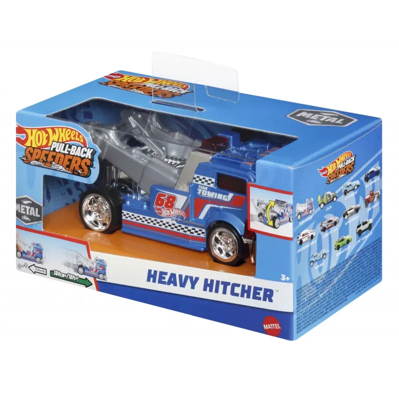 HOT WHEELS MAȘINUȚĂ METALICĂ CU SISTEM PULL BACK HEAVY HITCHER SCARA 1:43