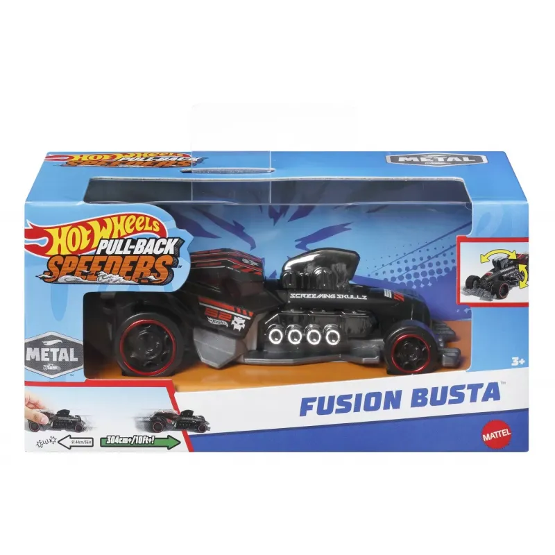 HOT WHEELS MAȘINUȚĂ METALICĂ CU SISTEM PULL FUSION BUSTA SCARA 1:43