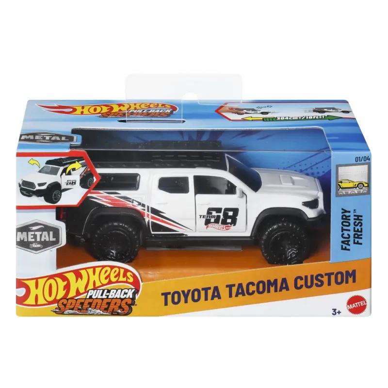 HOT WHEELS MAȘINUȚĂ METALICĂ CU SISTEM PULL BACK TOYOTA TACOMA CUSTOM FACTORY FRESH SCARA 1:43