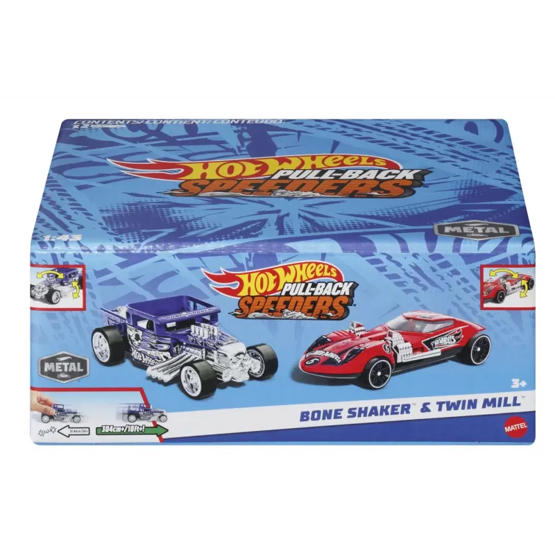 HOT WHEELS SET 2 MASINUTE METALICE PULL BACK BONE SHAKER ȘI TWIN MILL 1:43