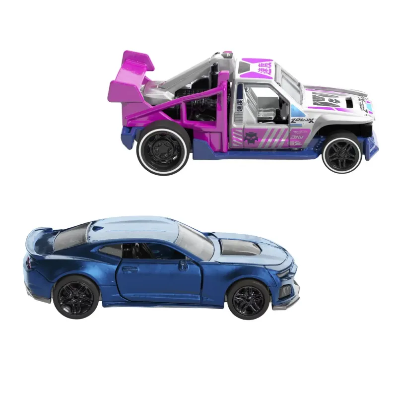 HOT WHEELS SET 2 MASINUTE METALICE PULL BACK CAMARO ZL1 2022 ȘI LOLUX 1:43