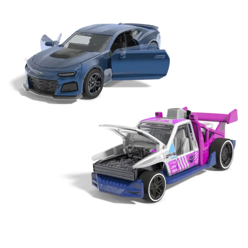HOT WHEELS SET 2 MASINUTE METALICE PULL BACK CAMARO ZL1 2022 ȘI LOLUX 1:43