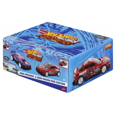 HOT WHEELS SET 2 MASINUTE METALICE PULL BACK MOD SPEEDER ȘI 2004 MAZDA RX8 CUSTOM 1:43