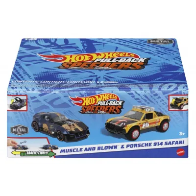 HOT WHEELS SET 2 MASINUTE METALICE PULL BACK MUSCLE AND BLOWN ȘI PORSCHE 914 SAFARI 1:43