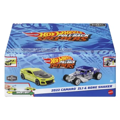 HOT WHEELS SET 2 MASINUTE METALICE PULL BACK 2022 CAMARO ZL1 ȘI BONE SHAKER 1:43